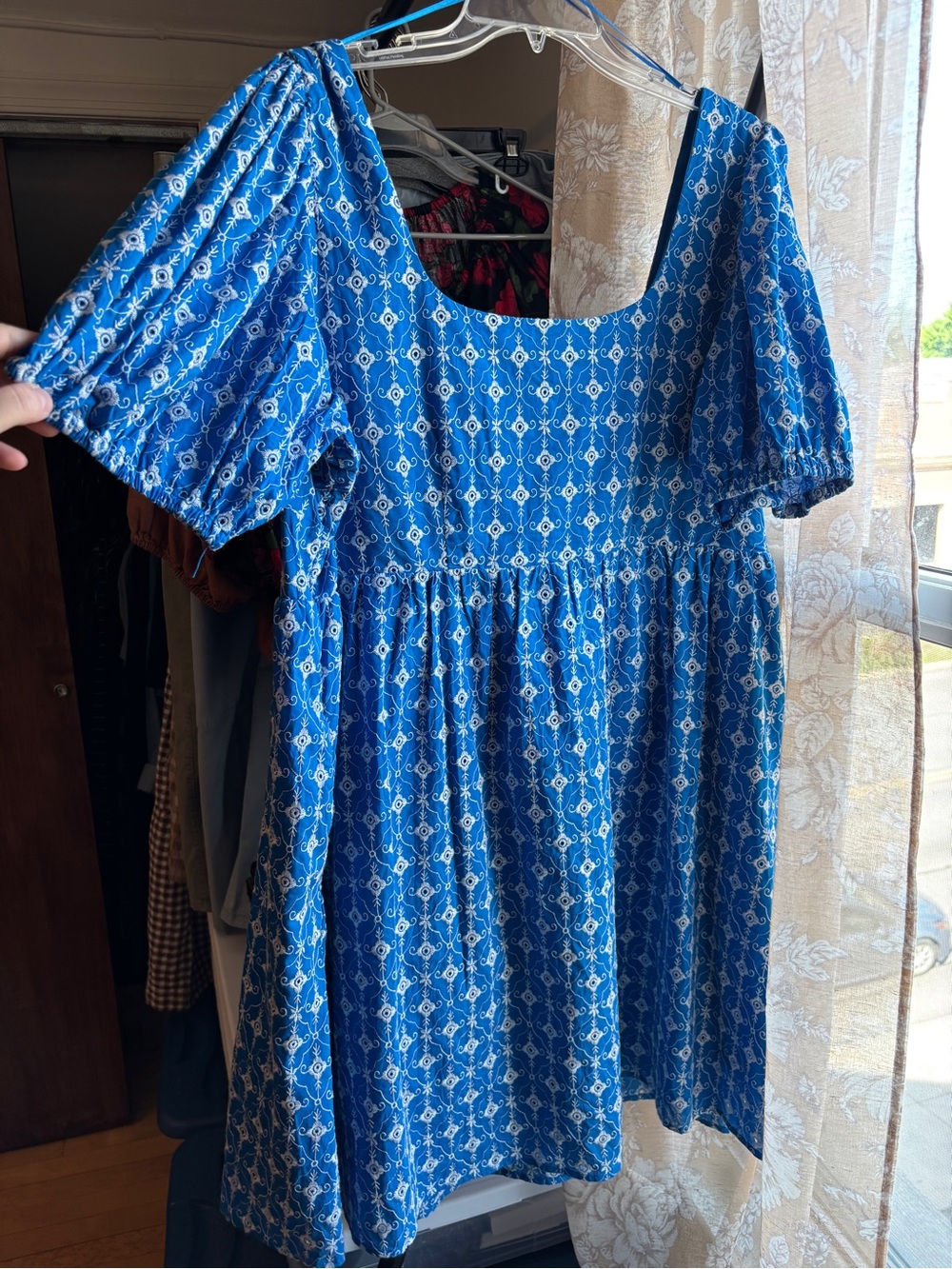 Like New RHODE Blue Embroidered Eyelet Babydoll Mini Dress | Women’s Plus XXL - Picture 4 of 16